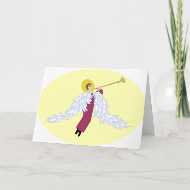 Angel with Trumpet Christmas Card (Front)