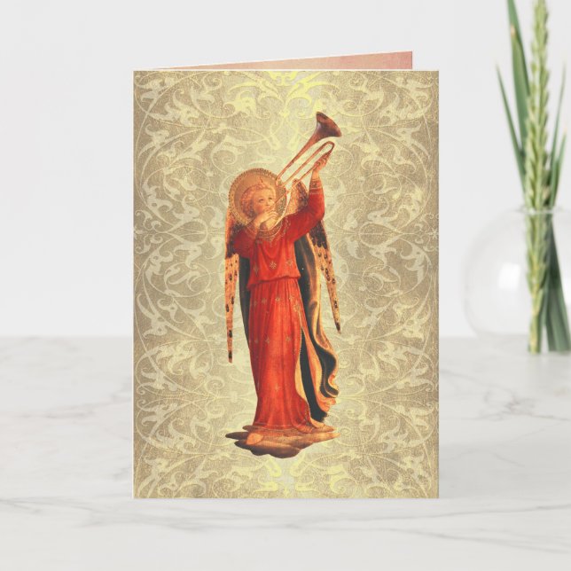 Angel with Trumpet Holiday Card (Front)