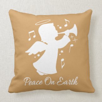 Angel With Trumpet Peace on Earth Throw Pillow