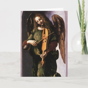 Angel with Vielle by Leonardo da Vinci Christmas Holiday Card