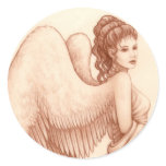 Angel Woman Classic Round Sticker