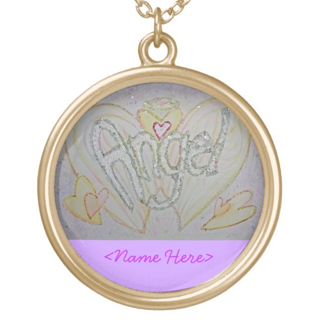 Angel Word Art Custom Necklace Pendant Charm (Front)