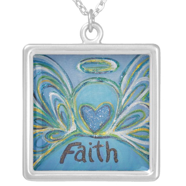 Angel Word Faith Silver Plated Necklace (Front)