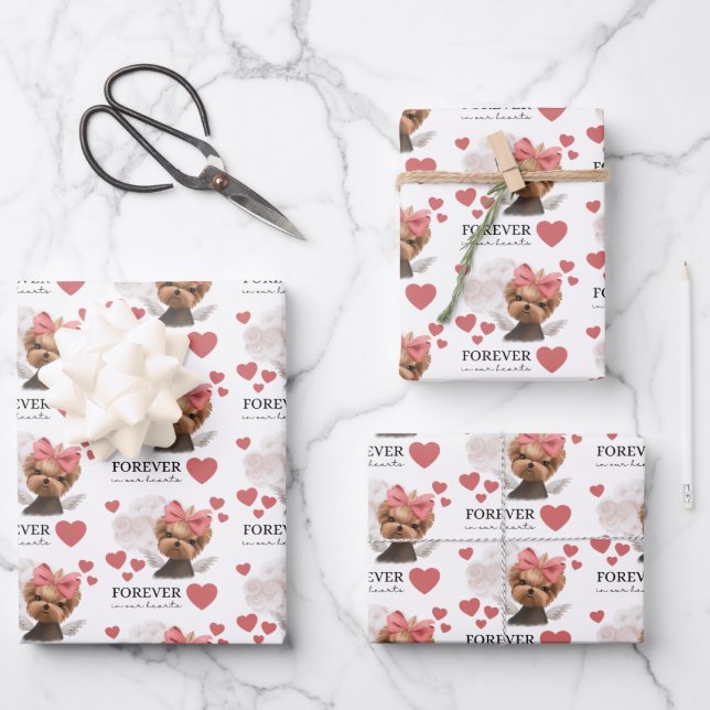 Angel Yorkie Wrapping Paper Flat Sheet Set of 3 (Front)