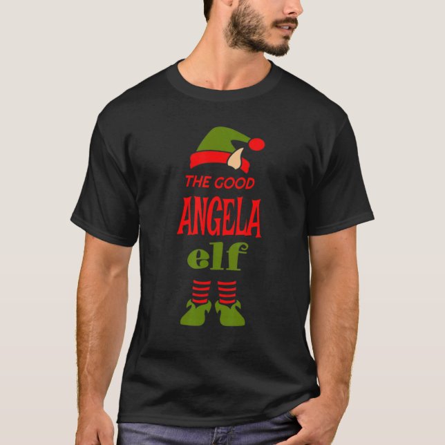 ANGELA Elf Good Christmas Matching Pajama Party T-Shirt (Front)