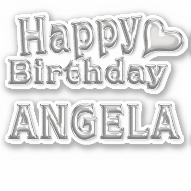 Angela Happy Birthday silver Sticker (Front)
