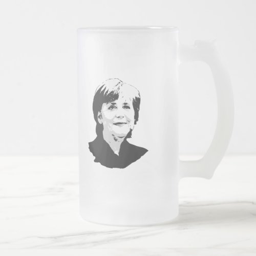 Angela Merkel Frosted Glass Beer Mug