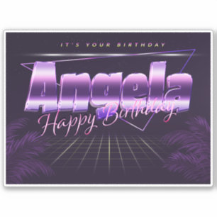 Angela Name First Name lila retro sticker birthday