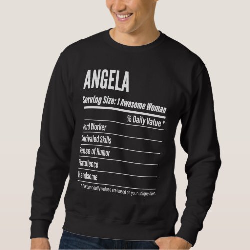 Angela  Nutritional Facts Serving Size Calories Sweatshirt