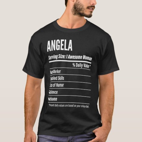 Angela  Nutritional Facts Serving Size Calories T_Shirt