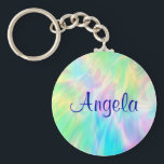 Angela_Pastel Keychain<br><div class="desc">The name Angela in a blue font on a pastel abstract background. Name and font can be changed, if desired.</div>