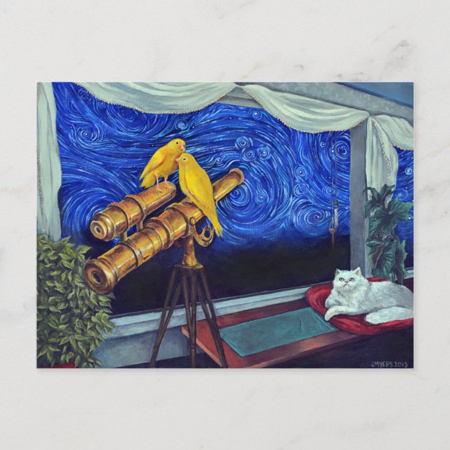 "AngelBelle and the Canaries" Postcard of Painting (Front)