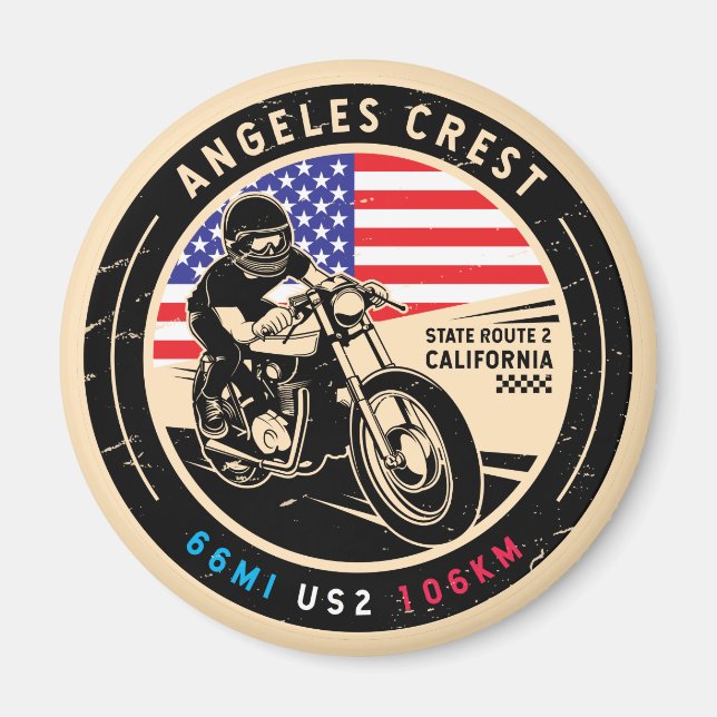 Angeles Crest Highway California Motorcycle Magnet (Front)
