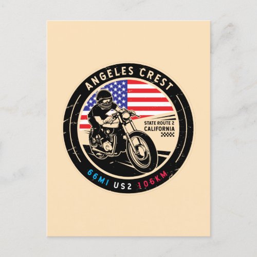 Angeles Crest Highway California Motorcycle Postcard