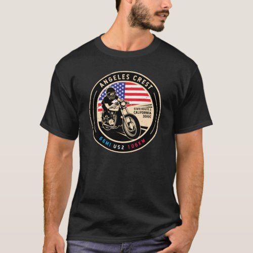 Angeles Crest Highway California Motorcycle T_Shirt