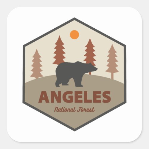 Angeles National Forest California Bear Square Sticker