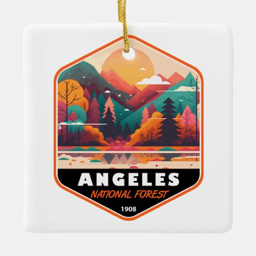Angeles National Forest California Vintage Emblem  Ceramic Ornament