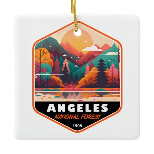 Angeles National Forest California Vintage Emblem  Ceramic Ornament