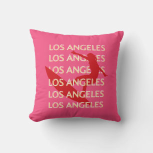 Angeles Travel Art, California, Travel Art, Pink Throw Pillow
