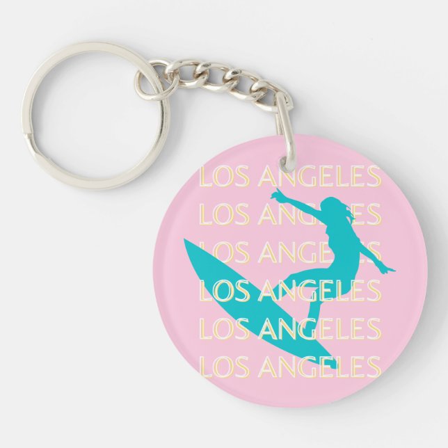 Angeles Travel Art, California, Travel Art, Preppy Keychain (Front)
