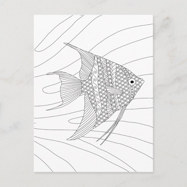 Angelfish Adult Coloring Postcard (Front)