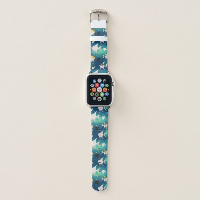 Angelfish Aquarium Pattern Apple Watch Band (Front)