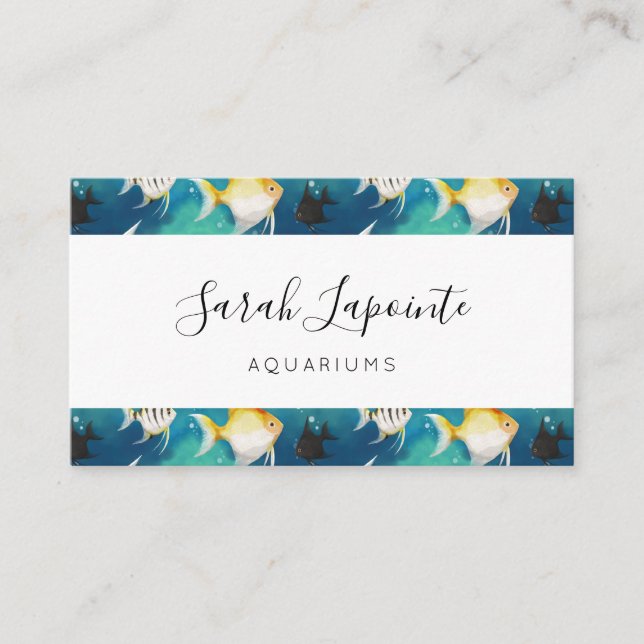 Angelfish Aquarium Pattern Business Card (Front)