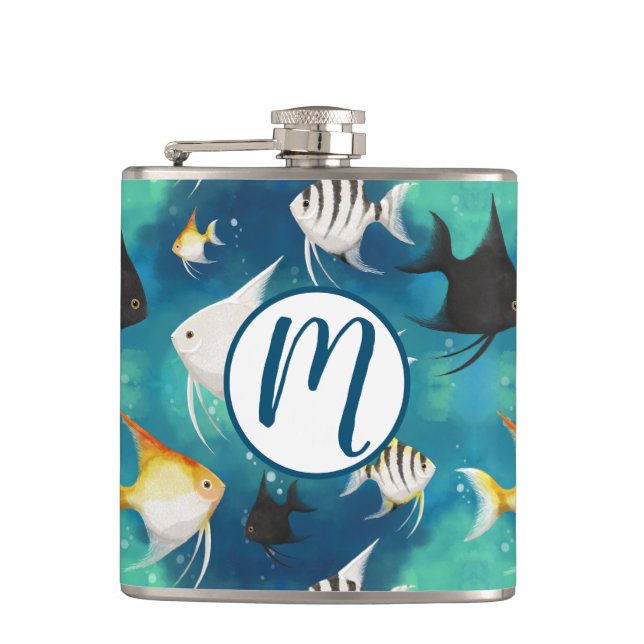Angelfish Aquarium Pattern Flask (Front)