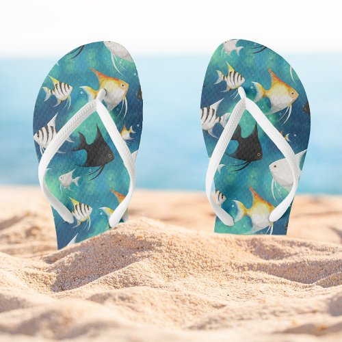 Angelfish Aquarium Pattern Flip Flops