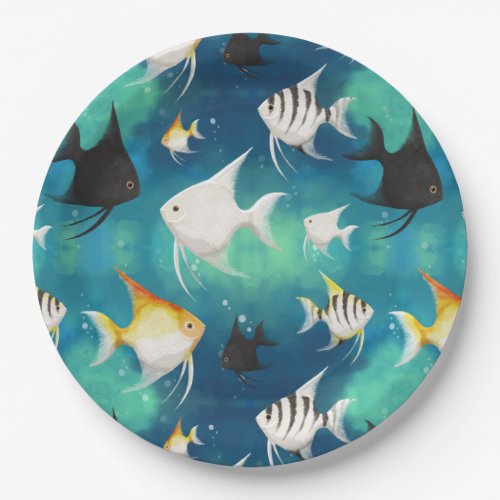 Angelfish Aquarium Pattern Paper Plates