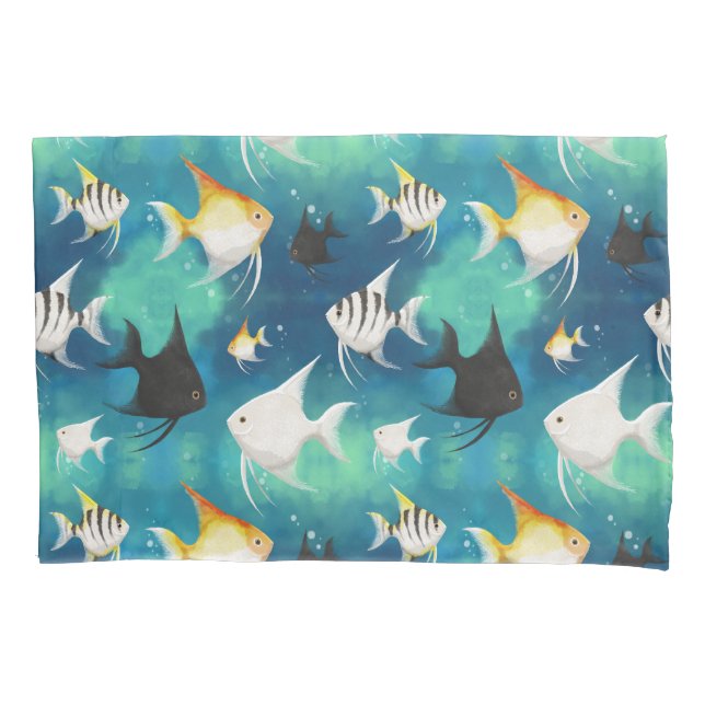 Angelfish Aquarium Pattern Pillow Case (Front)