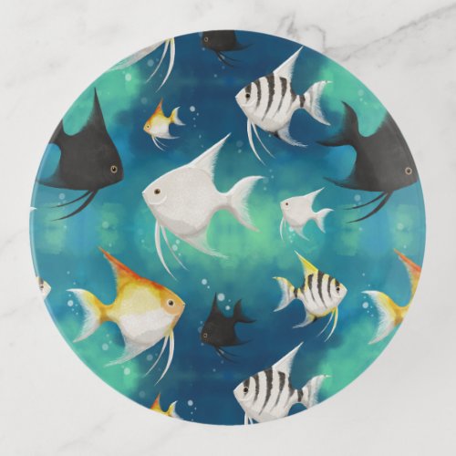 Angelfish Aquarium Pattern Trinket Tray