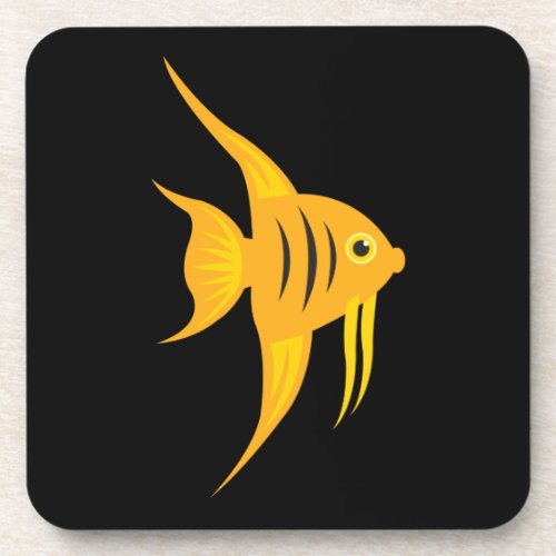 AngelFish bold and beautiful on black Drink Coaster