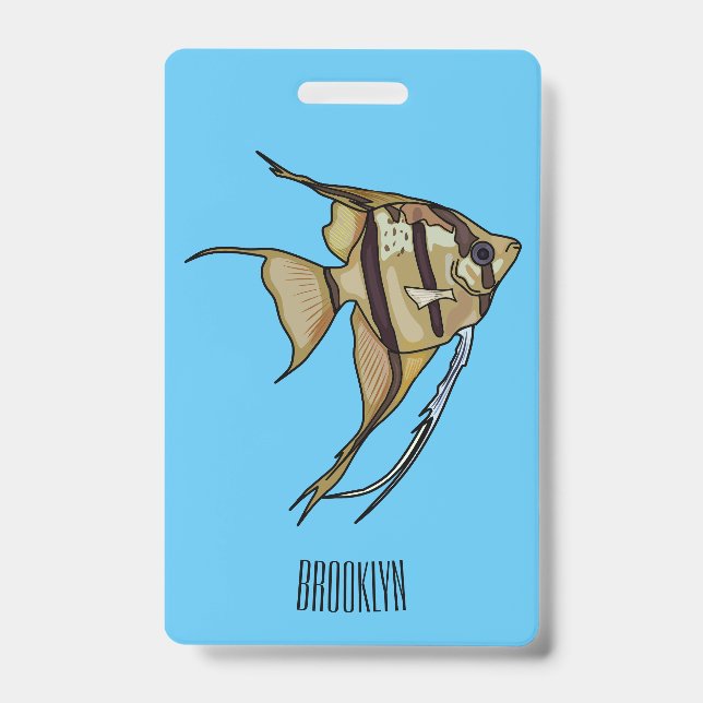 Angelfish cartoon illustration badge (Front)