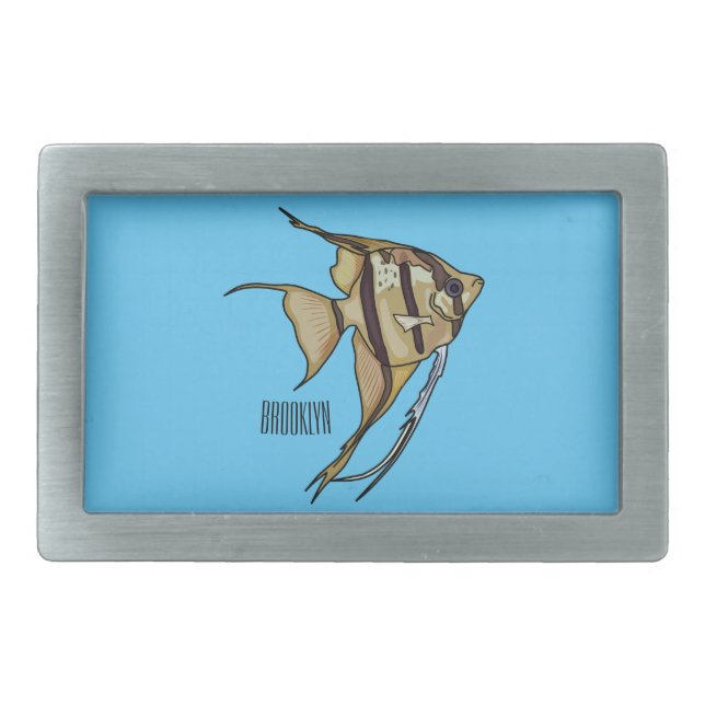 Angelfish cartoon illustration belt buckle (Front)