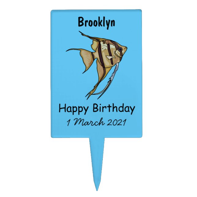 Angelfish cartoon illustration cake topper (Front)
