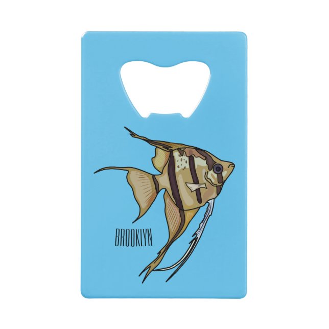 Angelfish cartoon illustration credit card bottle opener (Front)