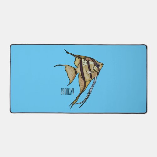 Angelfish cartoon illustration desk mat