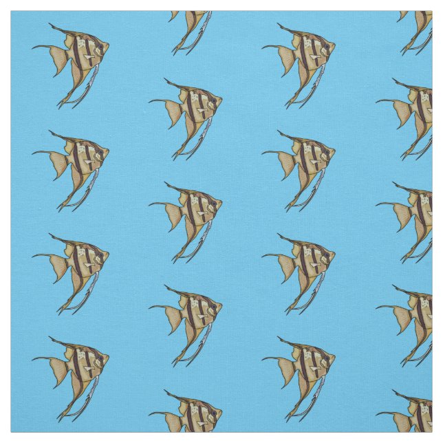 Angelfish cartoon illustration fabric (Swatch)