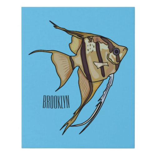 Angelfish cartoon illustration faux canvas print