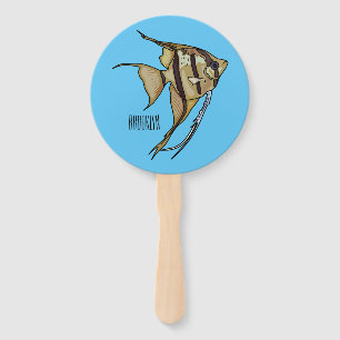 Angelfish cartoon illustration hand fan
