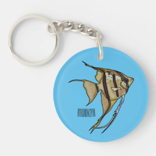 Angelfish cartoon illustration keychain