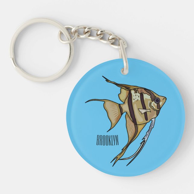 Angelfish cartoon illustration keychain (Front)