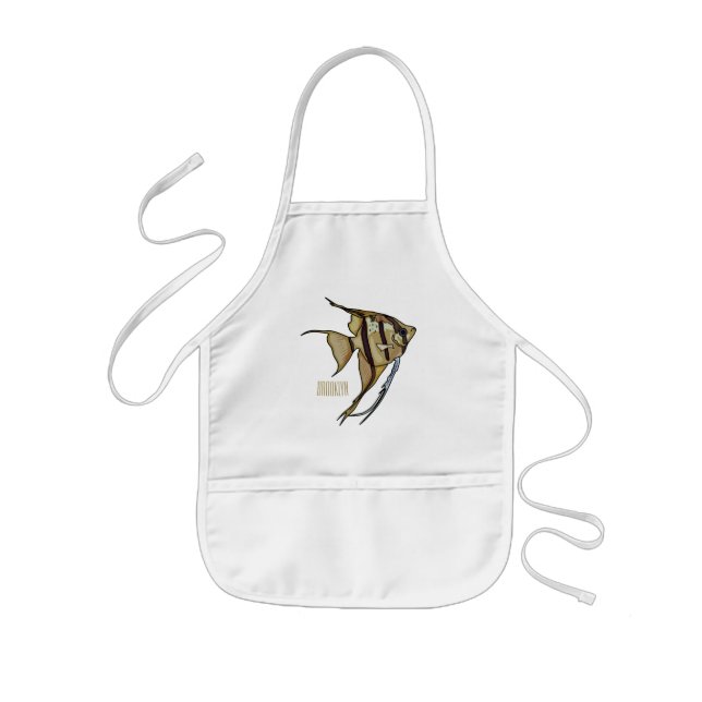 Angelfish cartoon illustration kids' apron (Front)