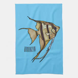 Angelfish cartoon illustration kitchen towel