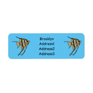 Angelfish cartoon illustration label