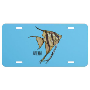 Angelfish cartoon illustration license plate