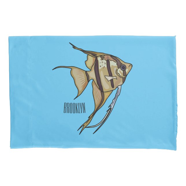 Angelfish cartoon illustration pillow case (Front)