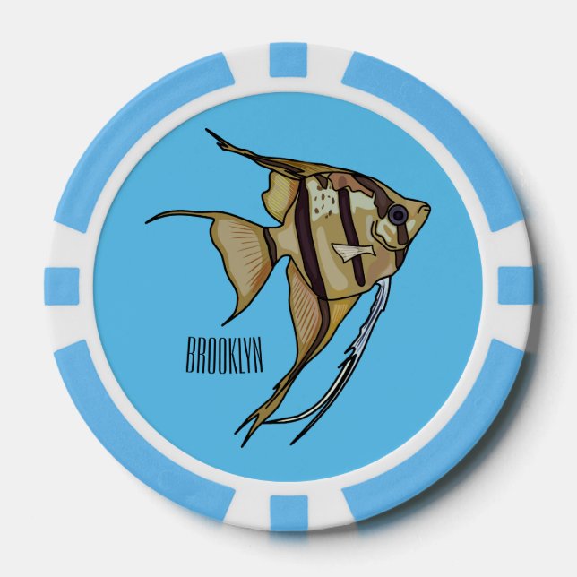 Angelfish cartoon illustration poker chips (Front)