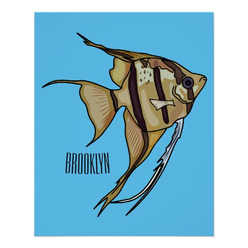 Angelfish cartoon illustration poster